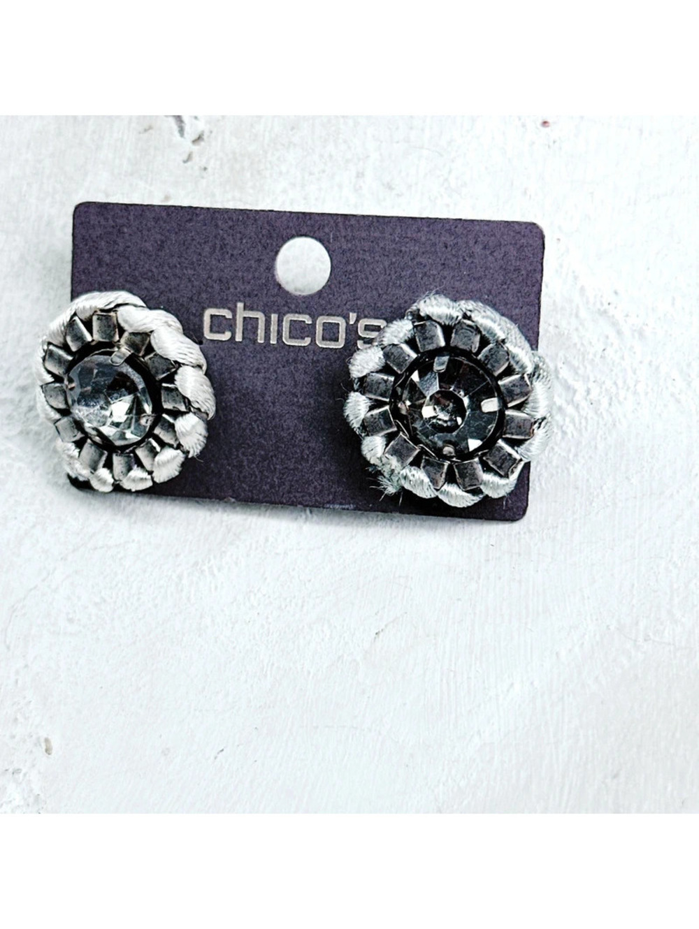 2130mc. Chico’s Pewtertone Bling Earrings